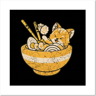 Ramen Bowl Kawaii Cat Posters and Art